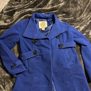 Wet Seal Royal Blue Pea Coat with Black Accents